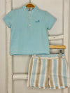 Aqua & Beige Polo Set