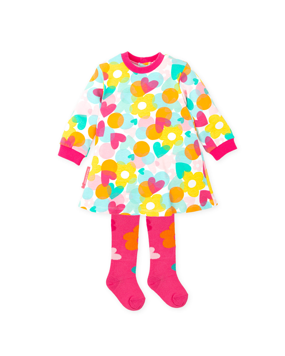 Multicolor Heart Dress with Fucsia Tights