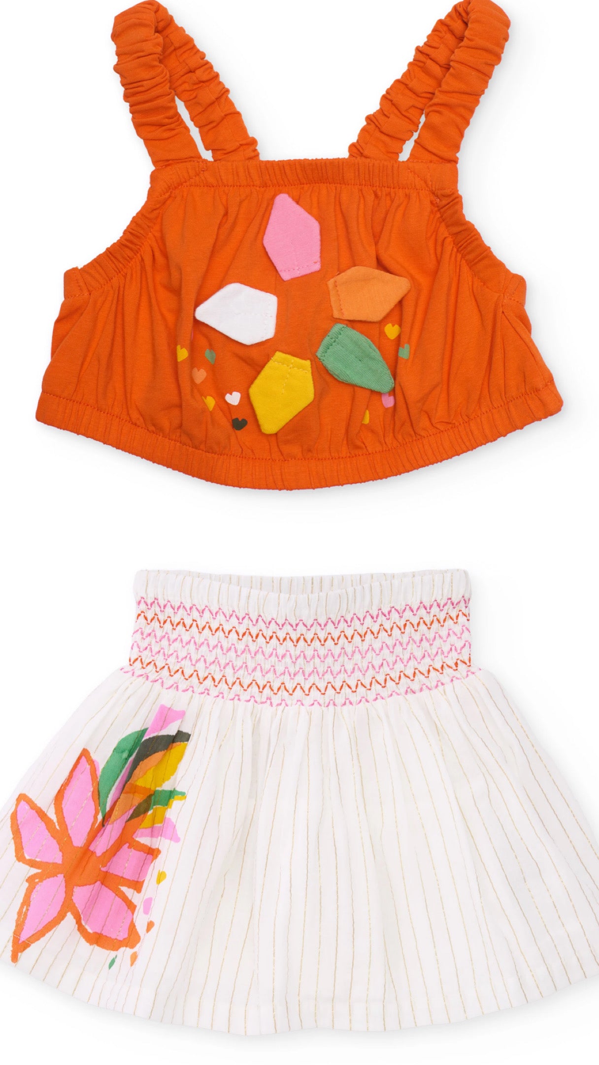Orange Flower Skirt Set