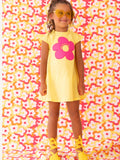 Yellow Linen Flower Dress