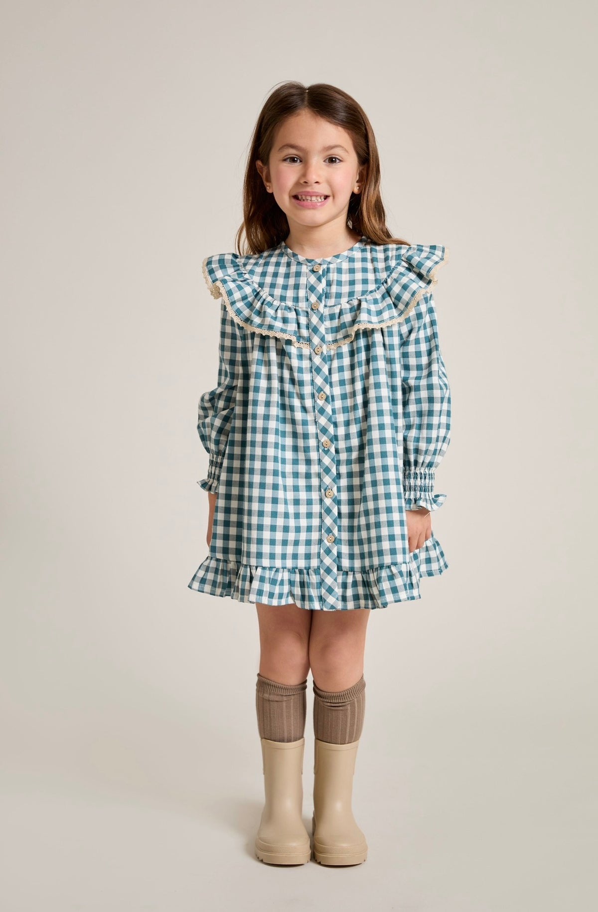 Ghingham Teal Dress
