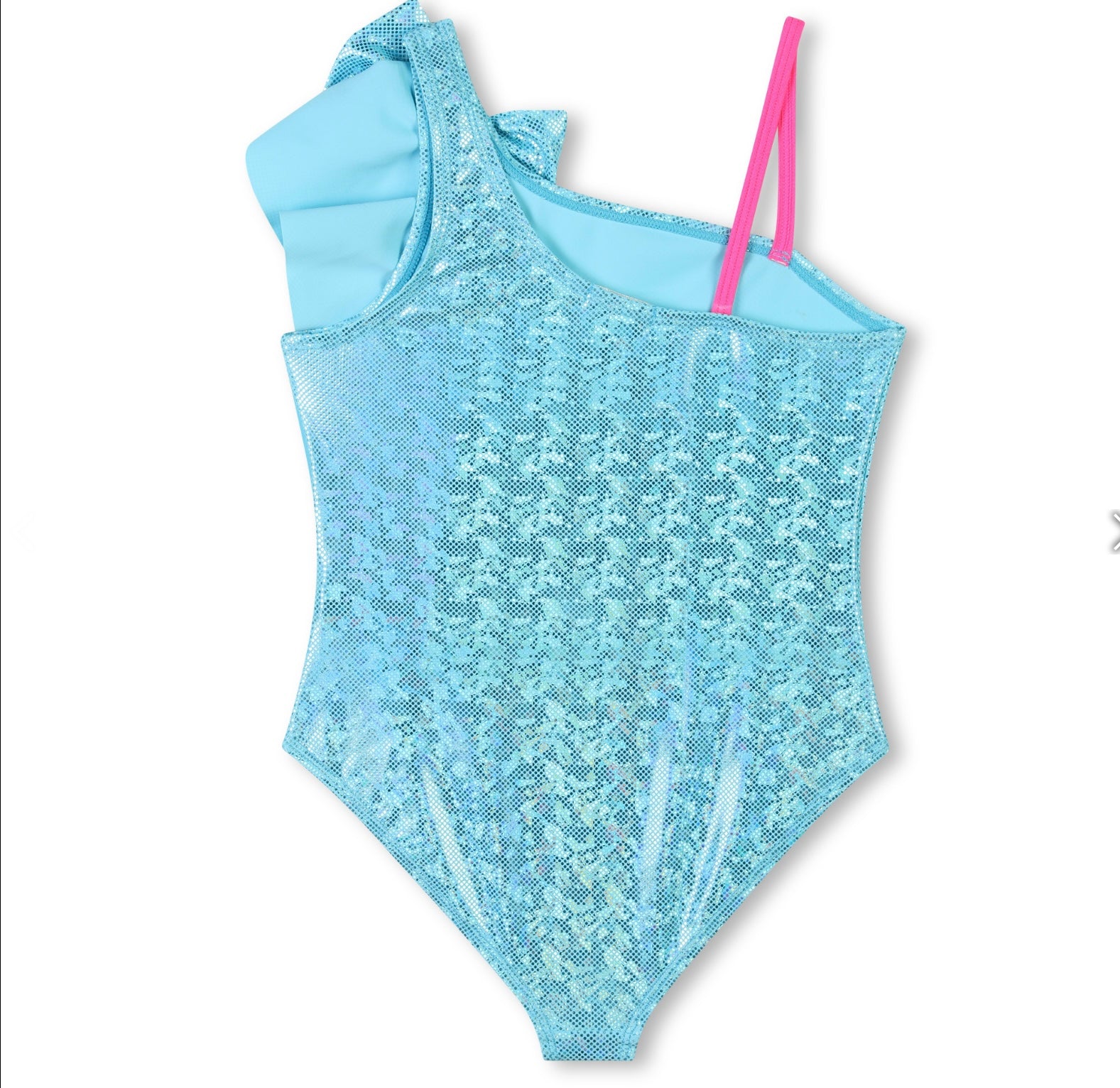 One Shoulder Glittery Blue Swim