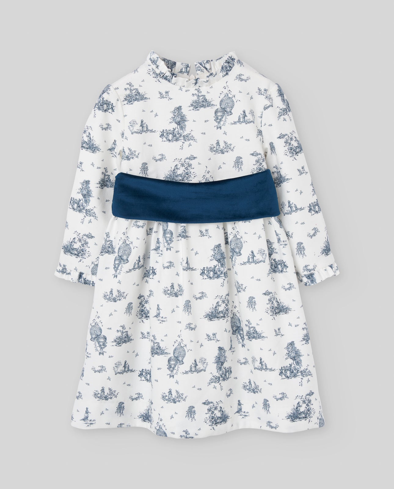 Toile Blue Print Girl Dress