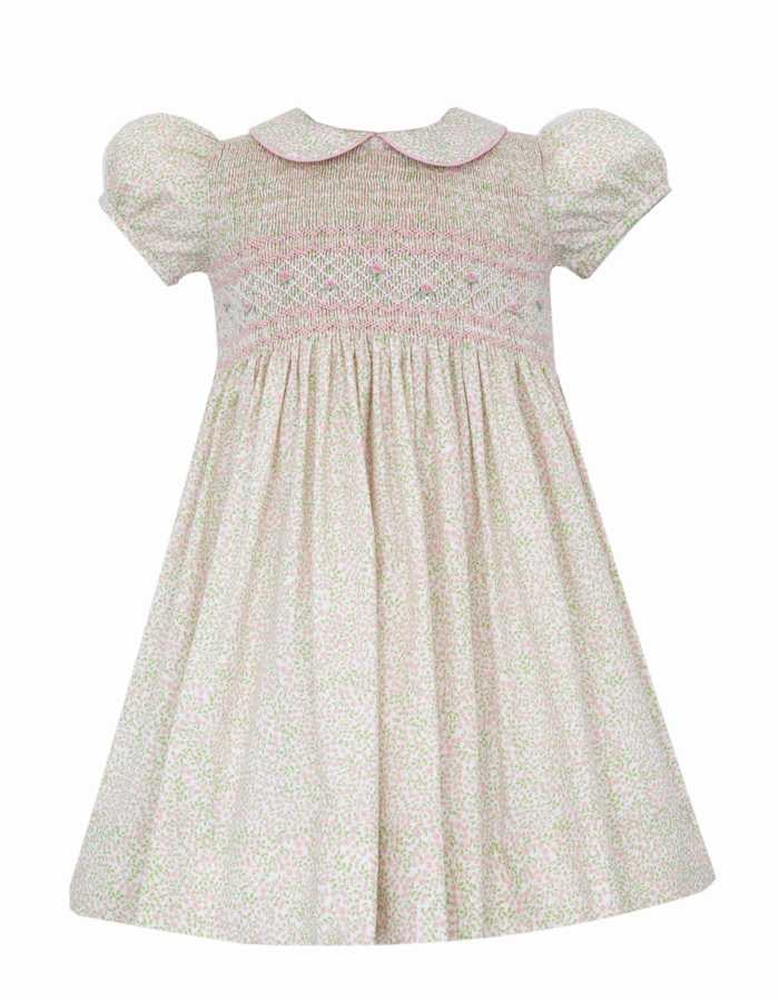 Embroider Pink Smocked Dress