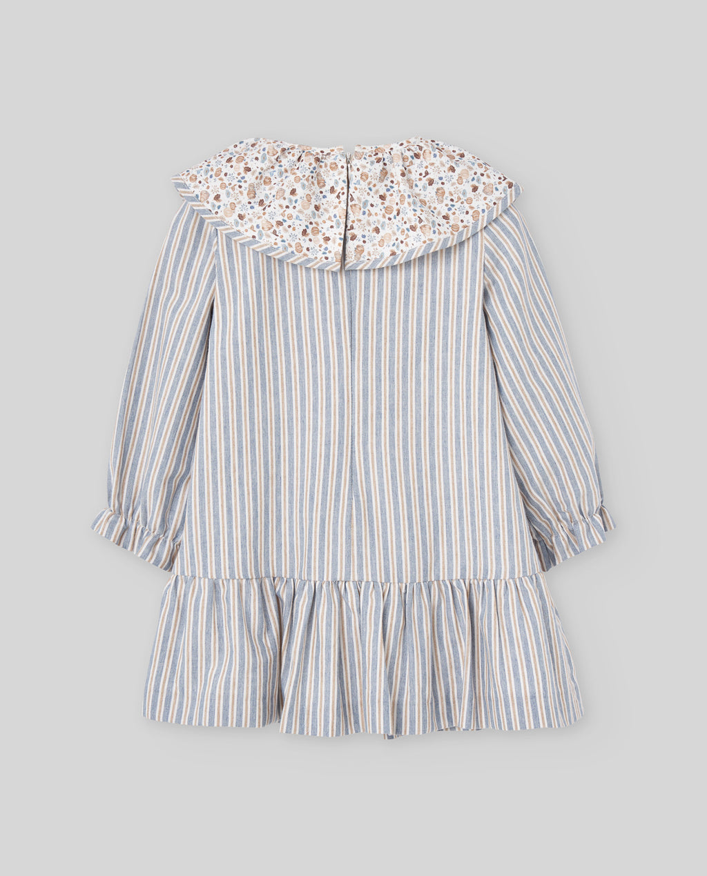 Blue Stripes Pumpkin Collar Girl Dress