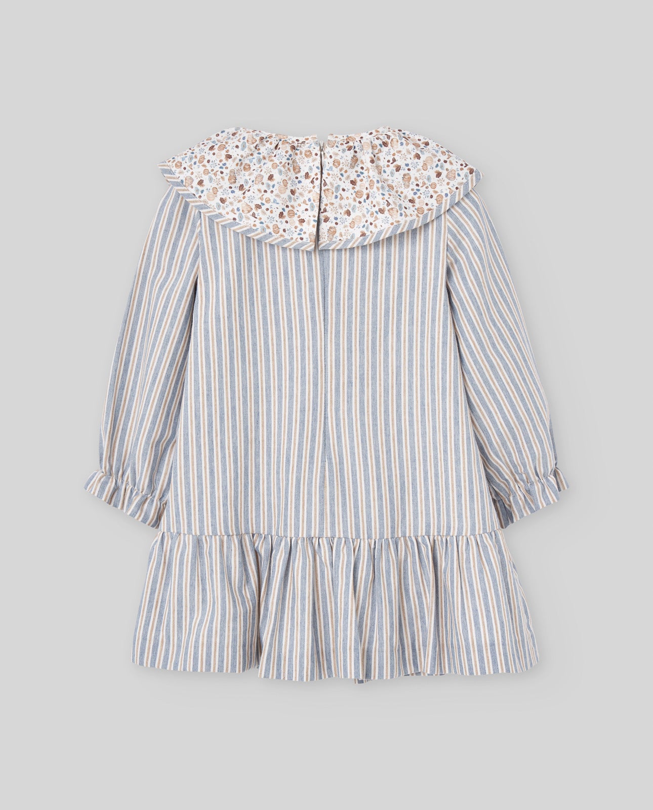 Blue Stripes Pumpkin Collar Girl Dress