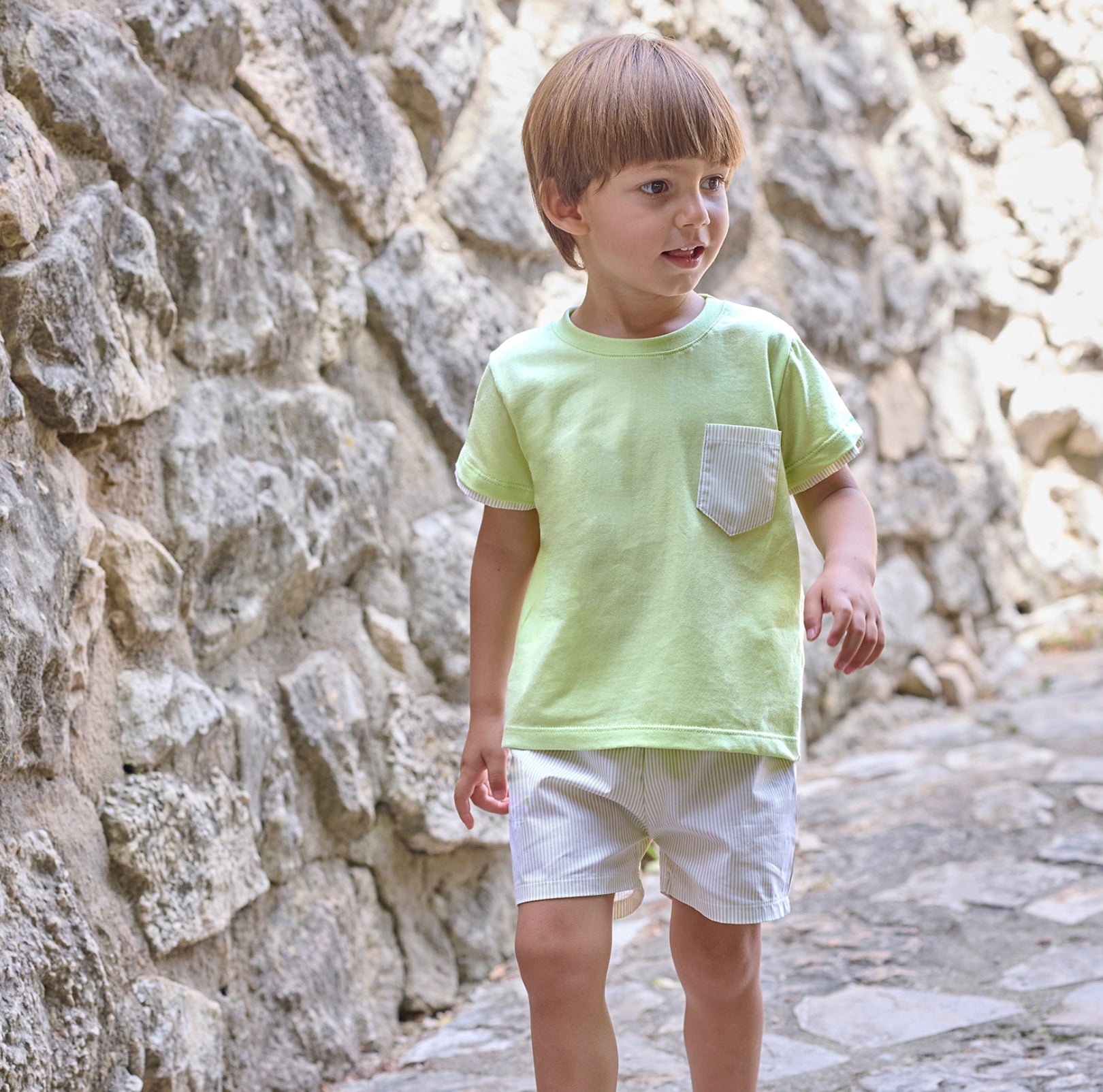 Green Stripe Boy Set