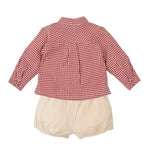 Cream and Red Gingham Baby Set