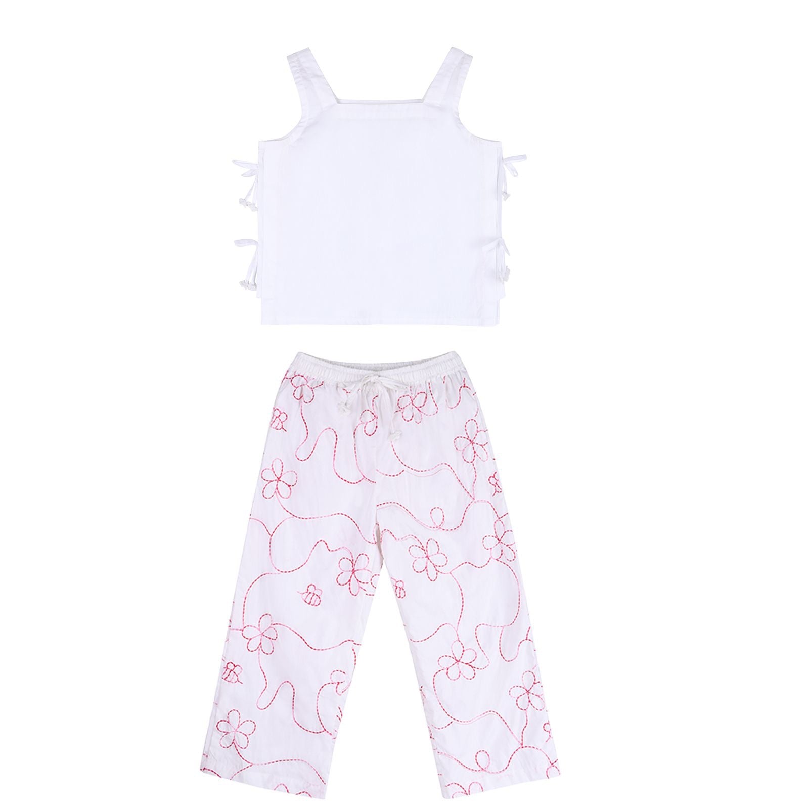 White & Red Jardin Pant Set