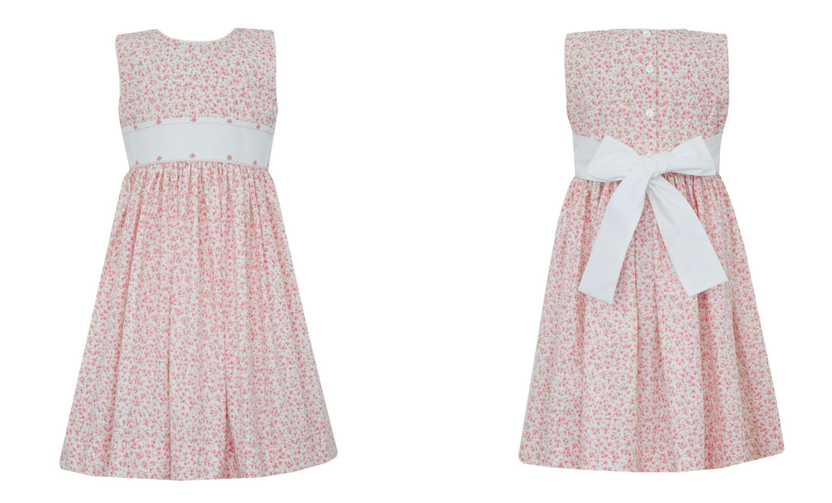 Floral with White Sash Dress