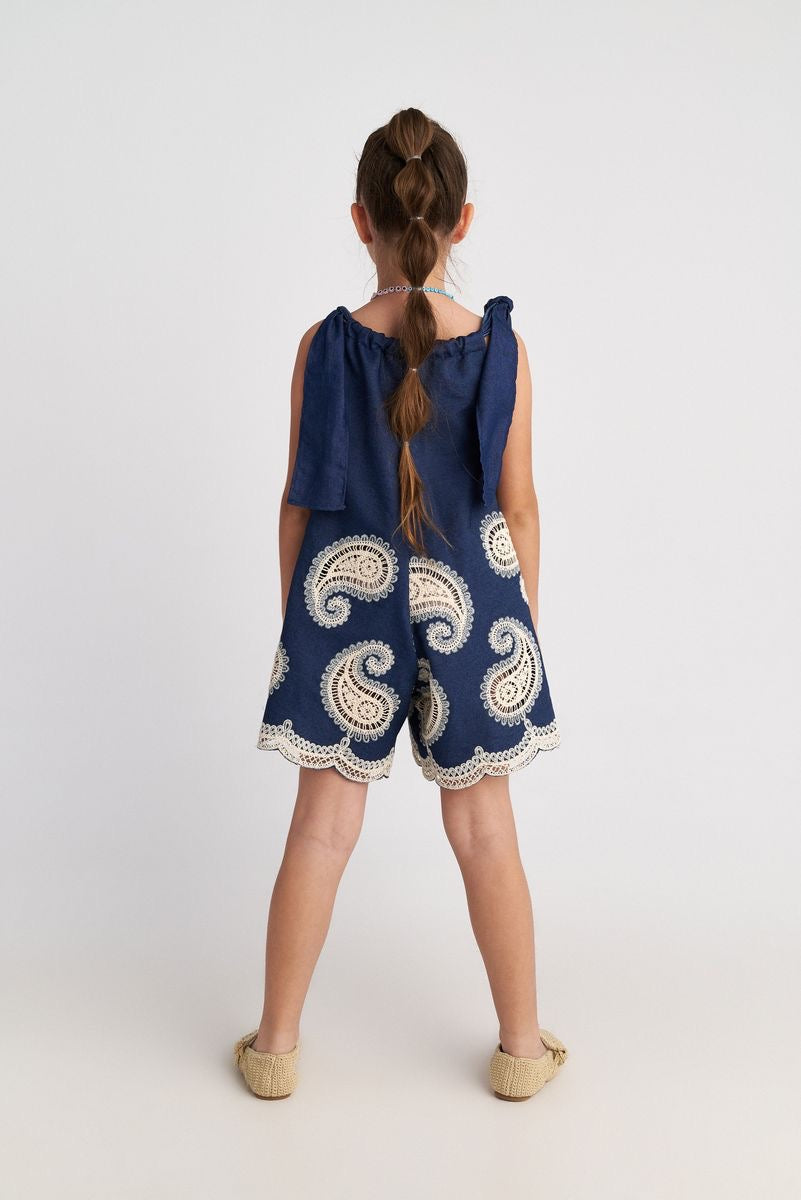 Denim Paisley Romper