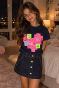 Post it Heart Embroidery Skirt Set