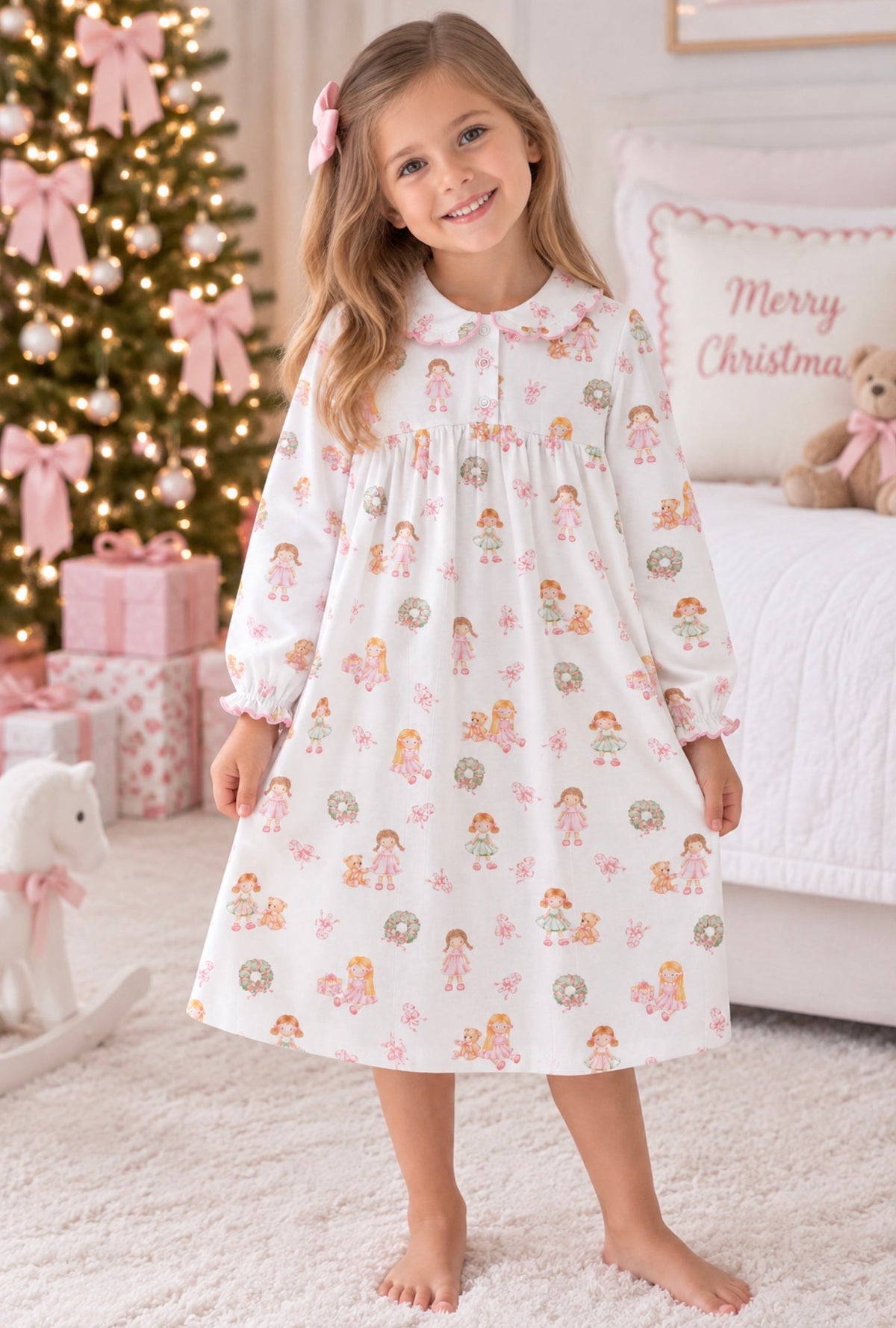 Sweet Holiday Dolls Scalloped Gown
