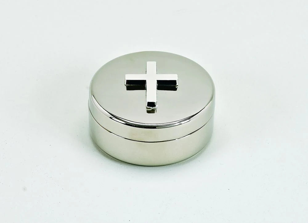 Round Box With Cross On Lid