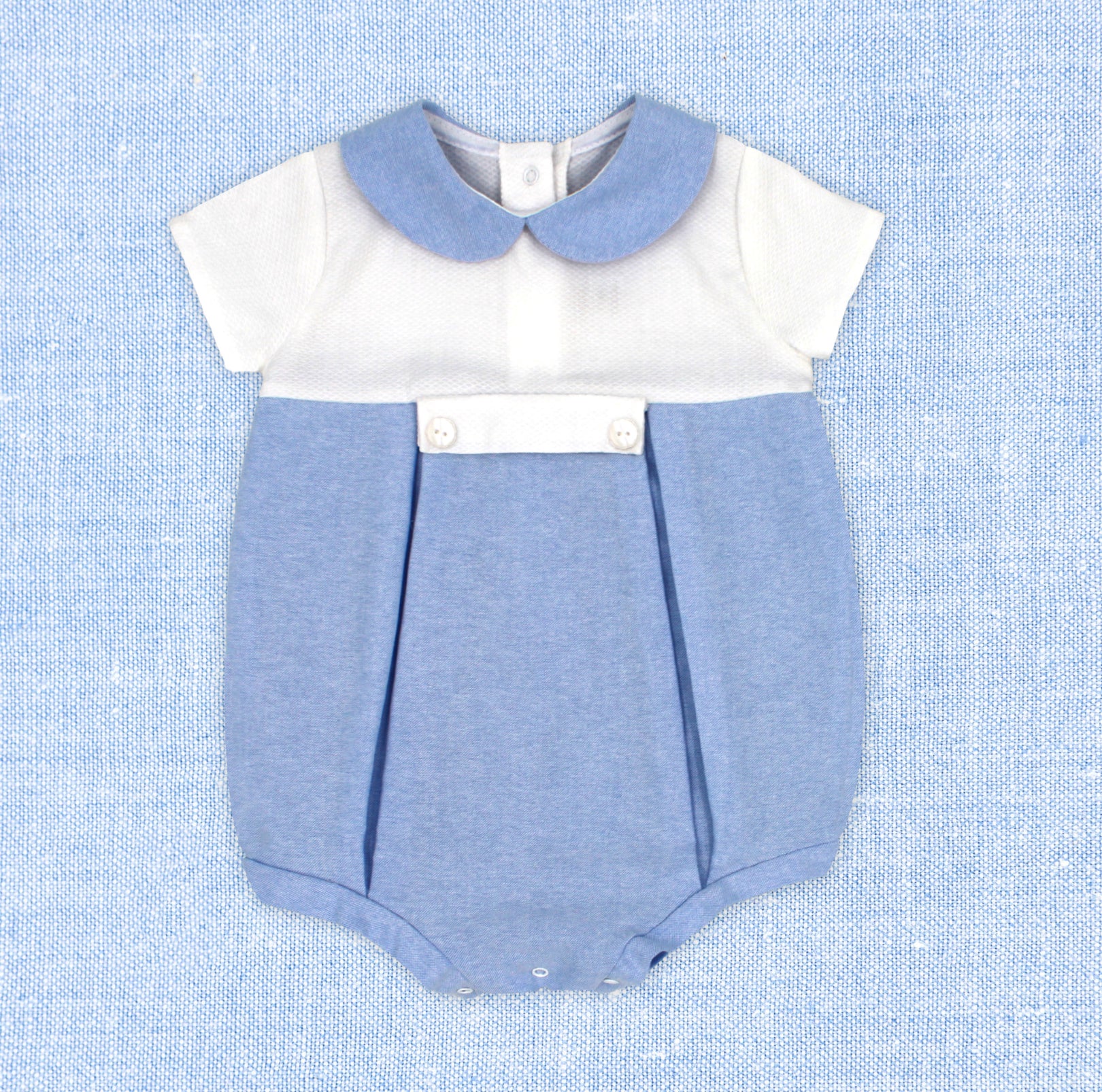 Baby Boy Light Pique and Linen Bubble