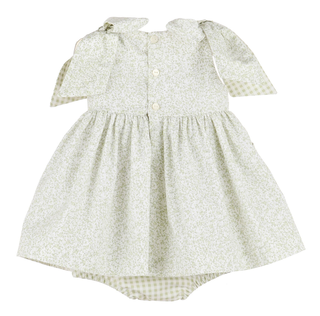 Green Flowers & Vichy Bow Dress
