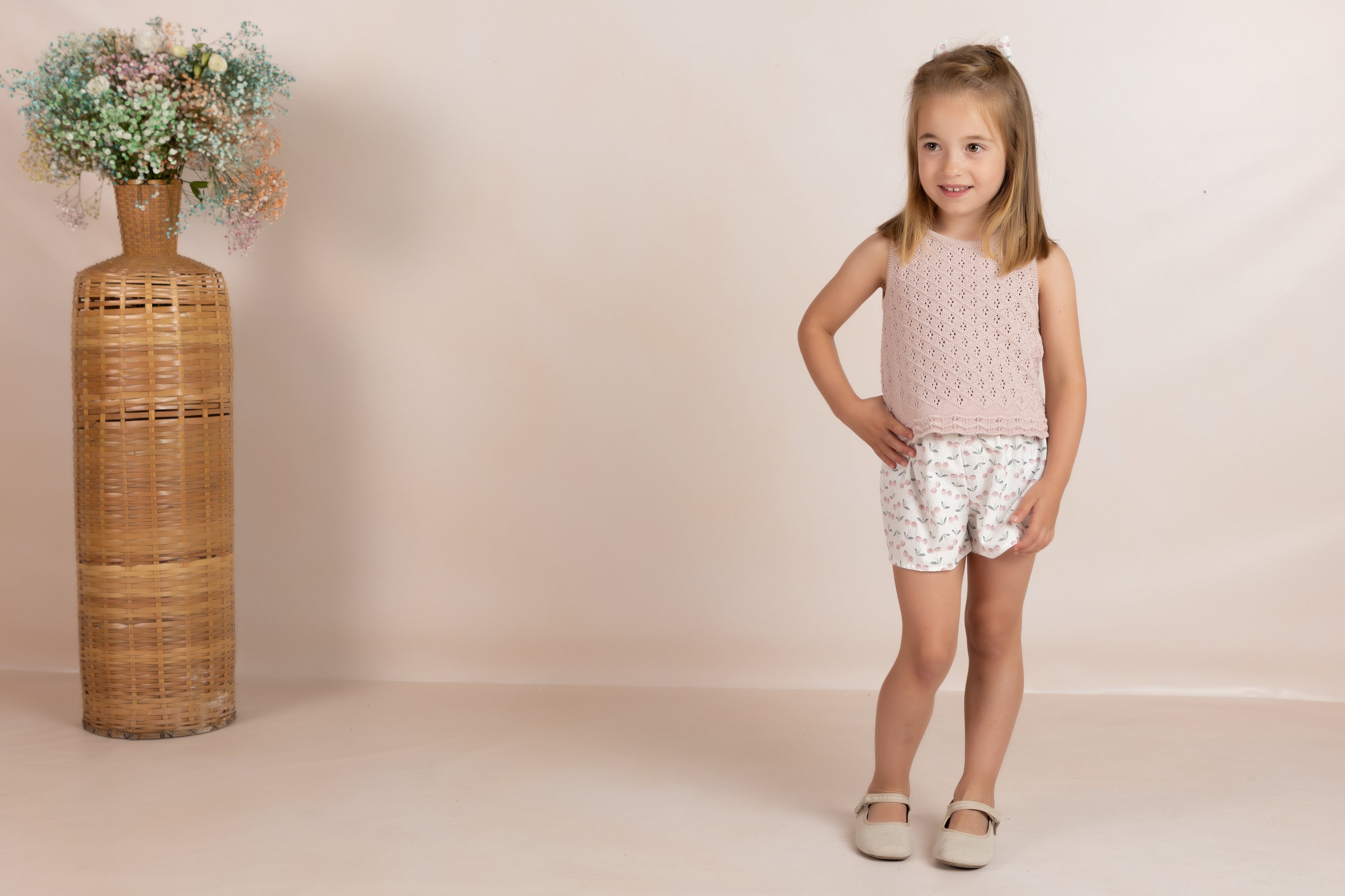 Mauve Cherry Knitted Short Set