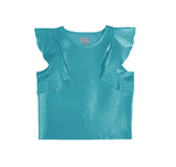 Metallic Blue Flutter Top