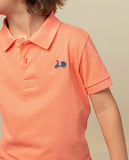 Coral Polo with Navy Moto