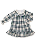 SQUARED FABRIC DRESS WITH 2 POMPONS