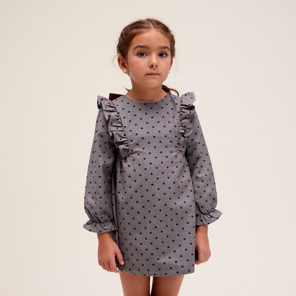 Red Hearts Ruffle Dress