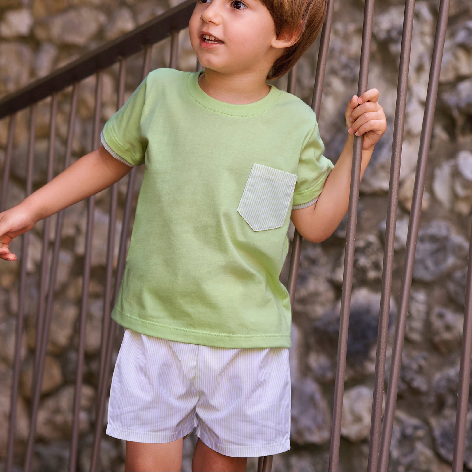 Green Stripe Boy Set