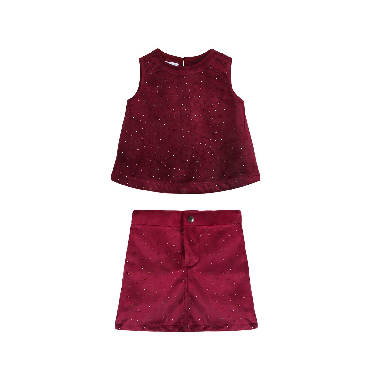 Burgundy Crystal Bloom Skirt Set