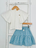 Off White Eyelet Skirt Set