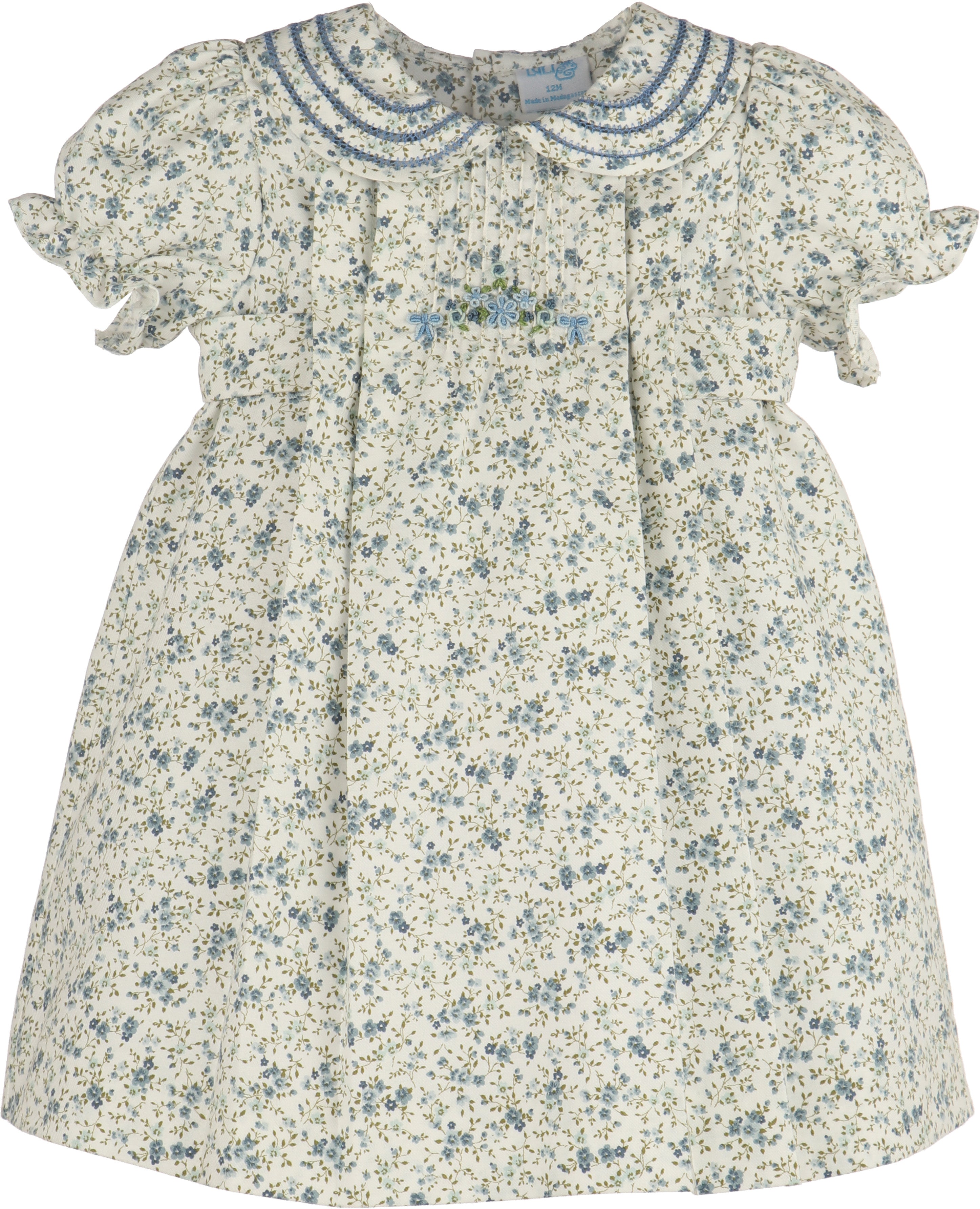 Blue Liberty Collar Flower Baby Dress