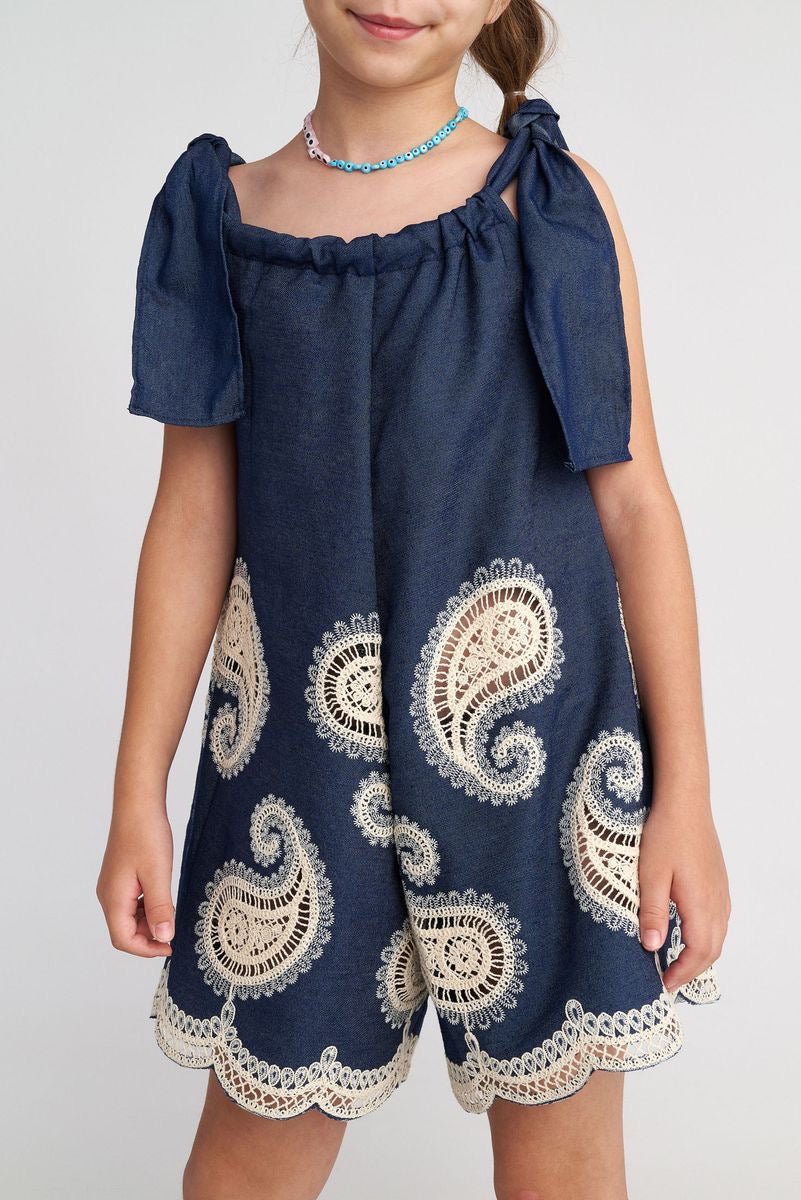 Denim Paisley Romper