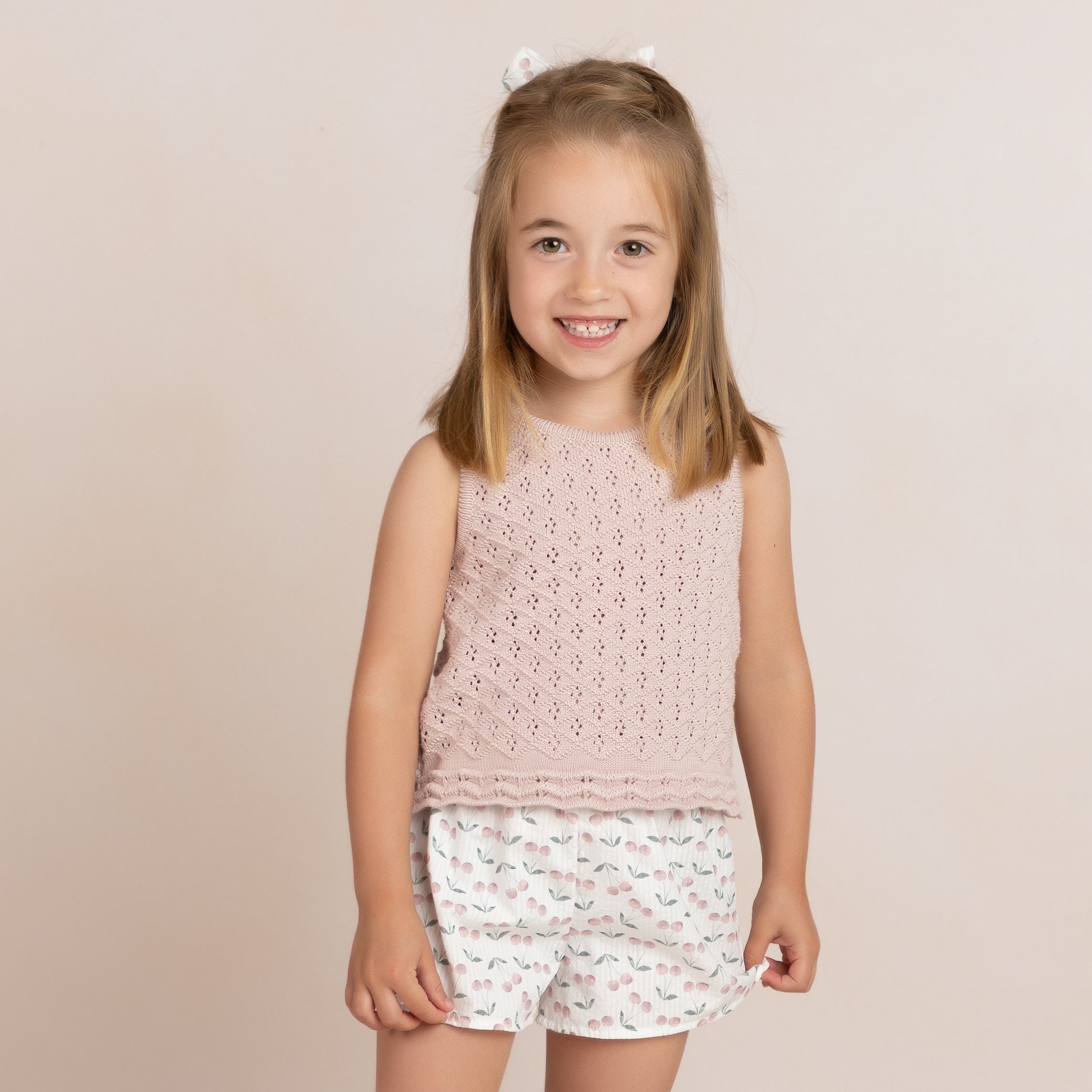 Mauve Cherry Knitted Short Set