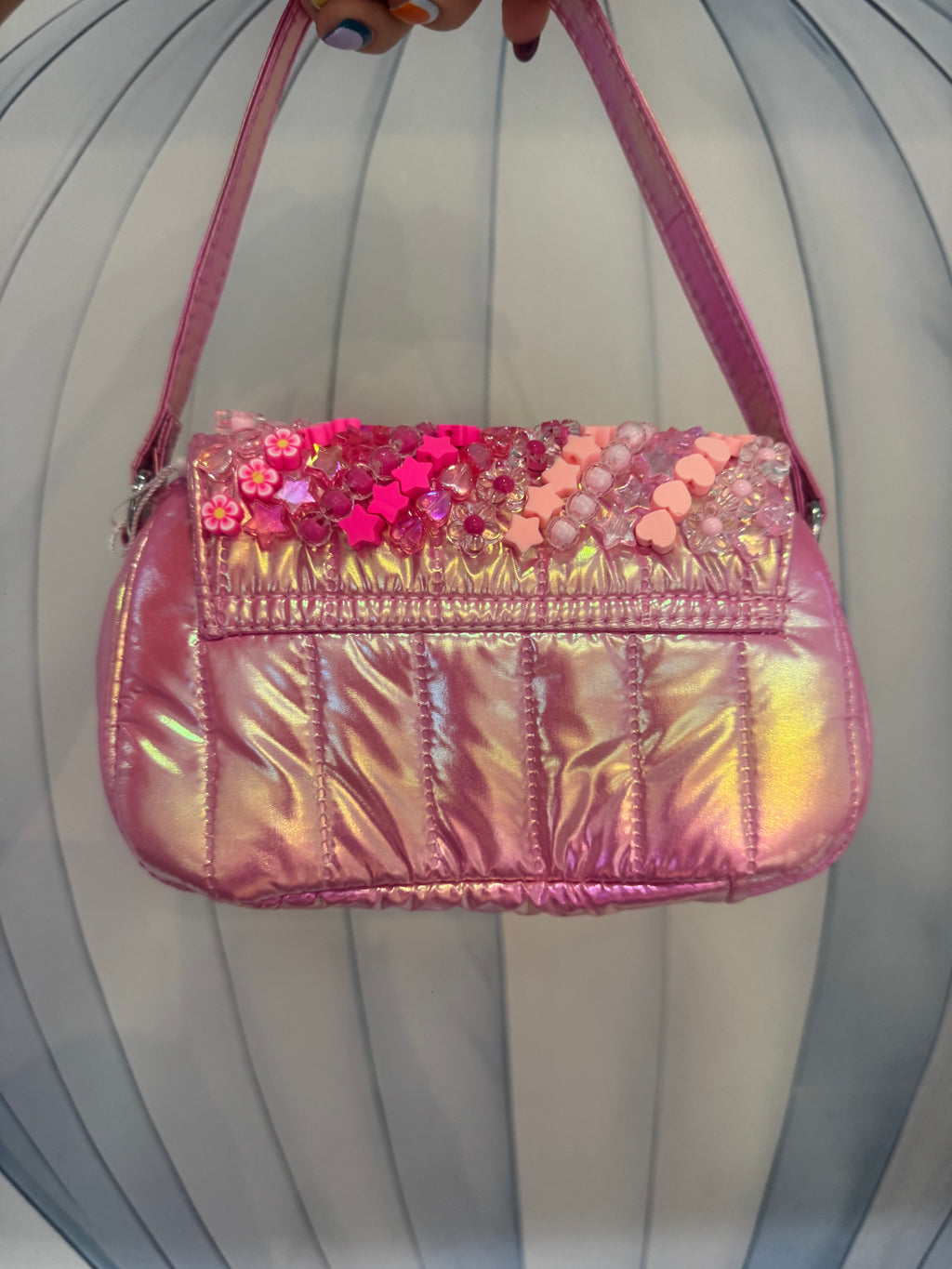 Pink Iridescent Beaded Bag