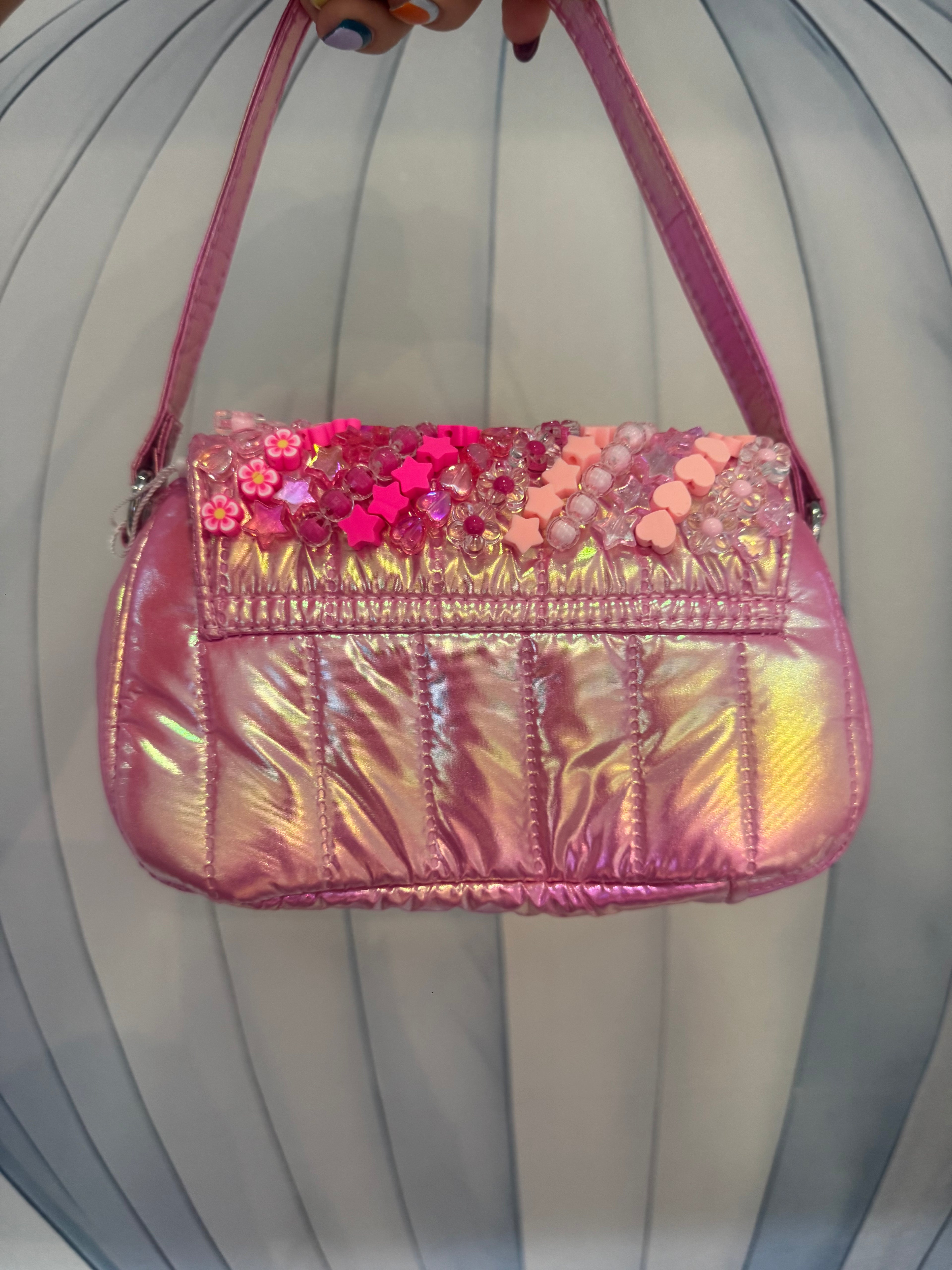 Pink Iridescent Beaded Bag