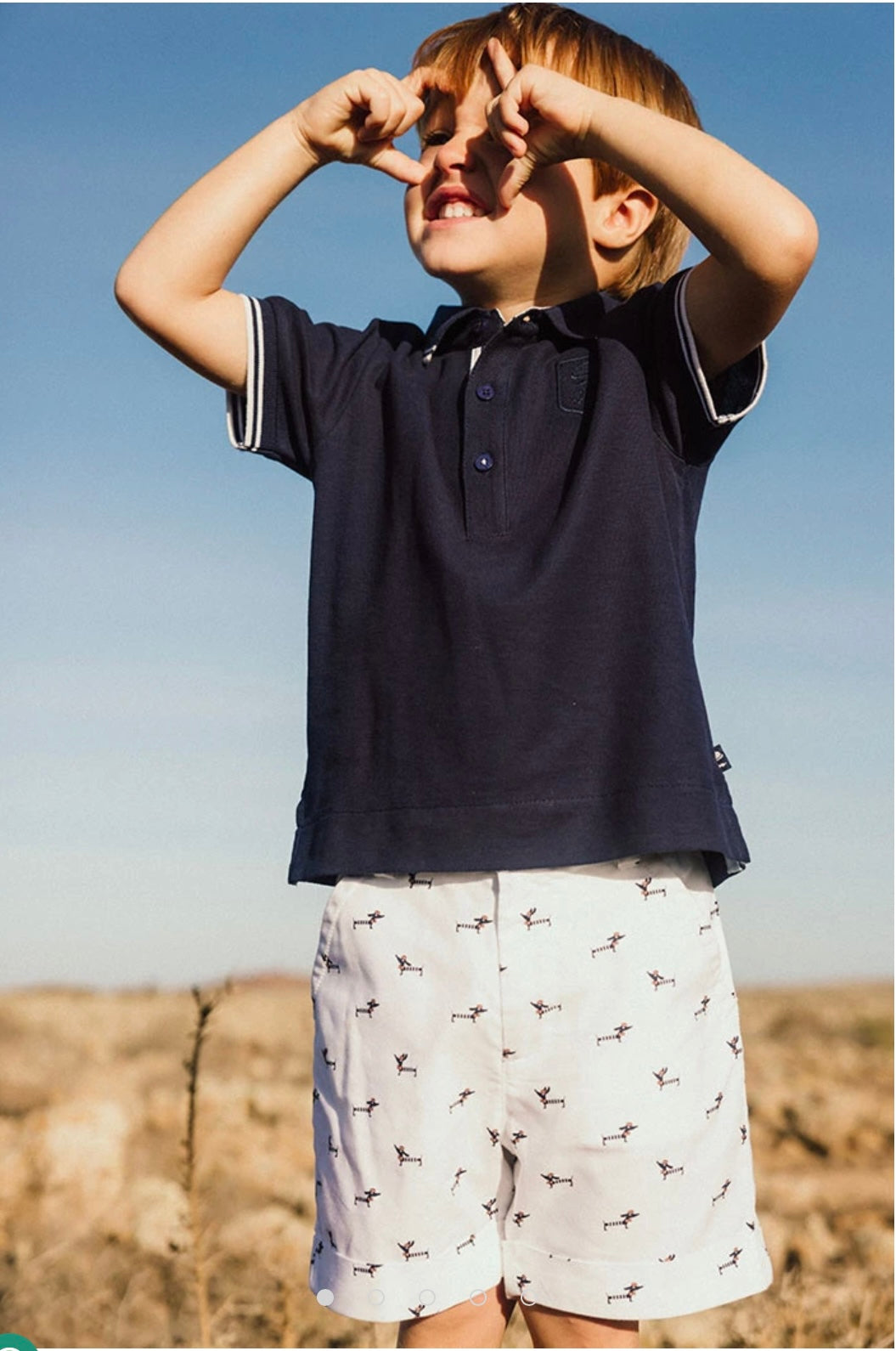 Navy Blue white Striped Collar