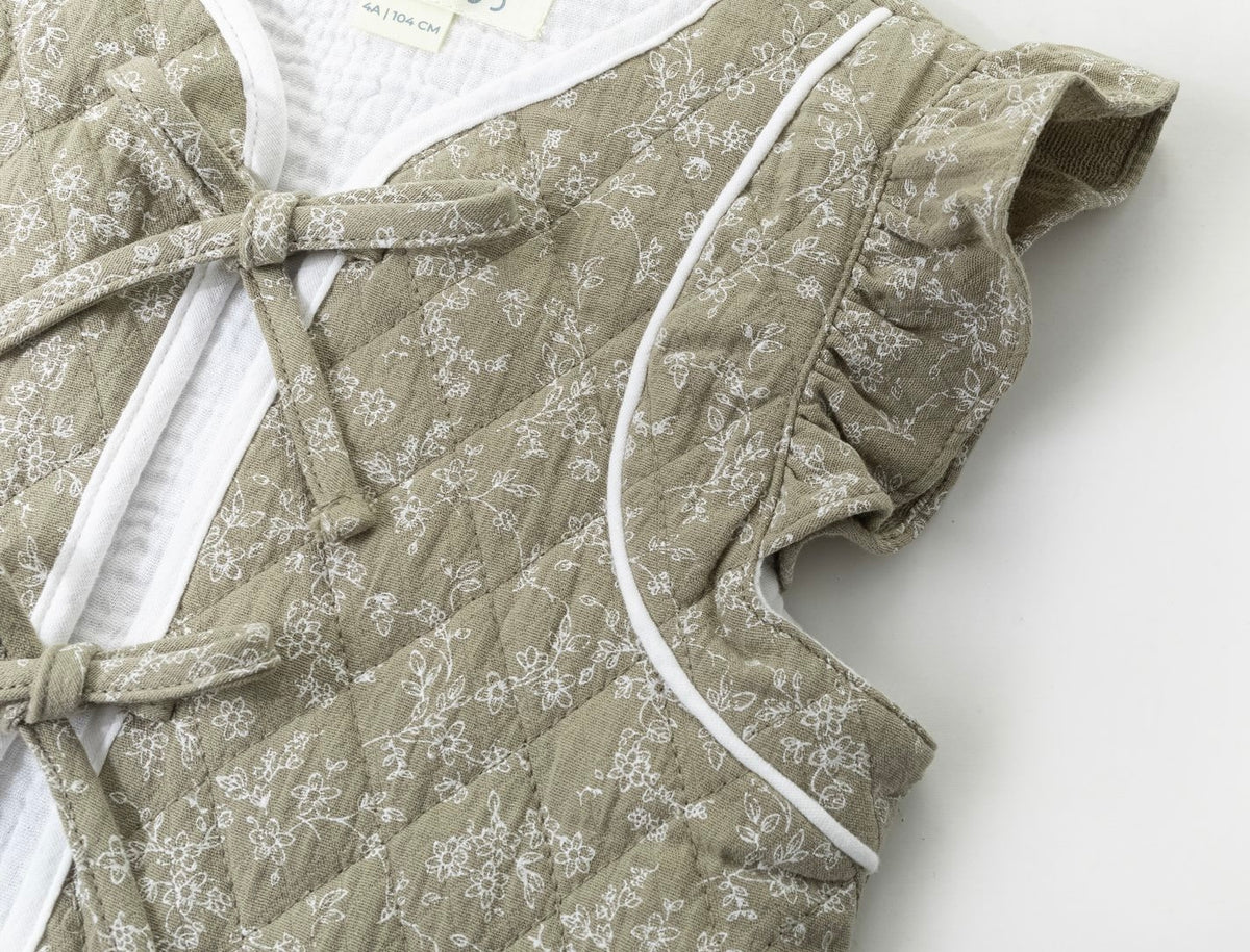 Green Flower Vest Pant Set