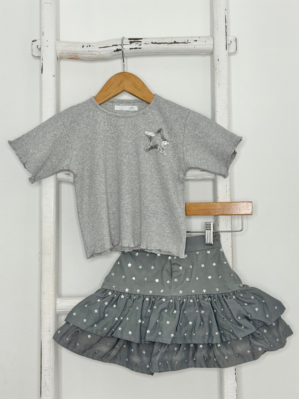 Sequin Star Silver Skort Set