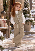 Green Flower Vest Pant Set