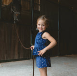 Navy Sequin Velvet Top & Skirt Set
