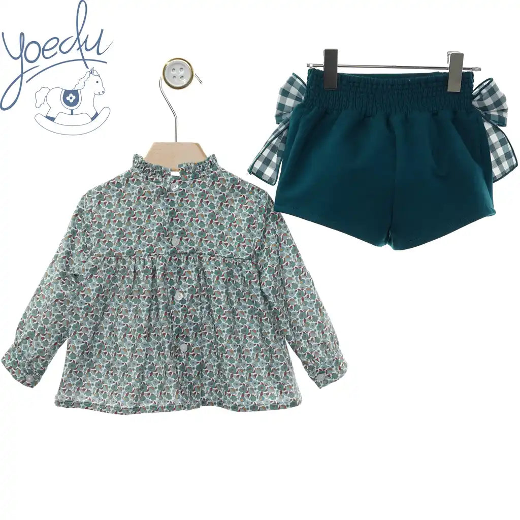 Meadow Floral Blouse & Bow Shorts Set