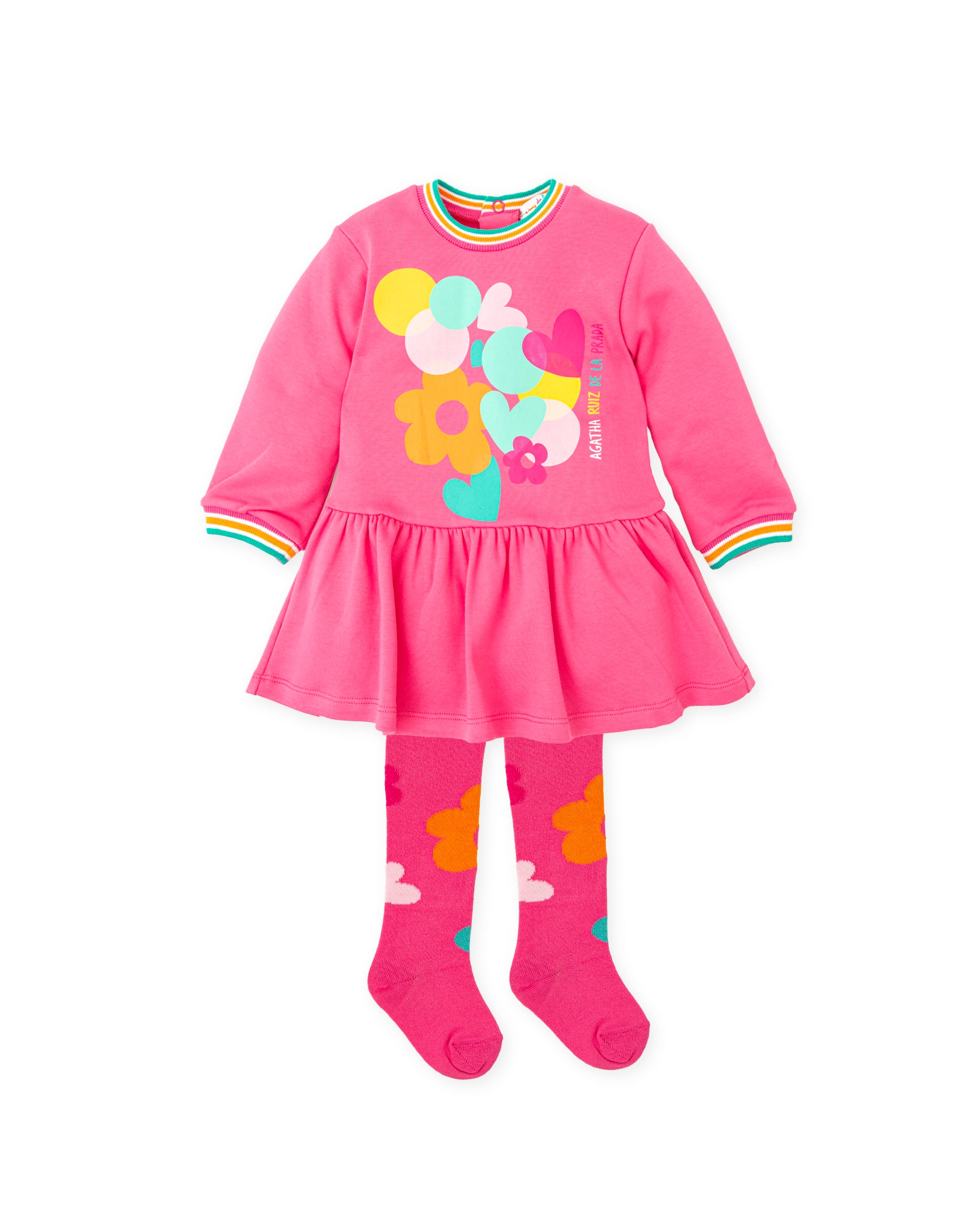 Fucsia Flores Dress with Tights