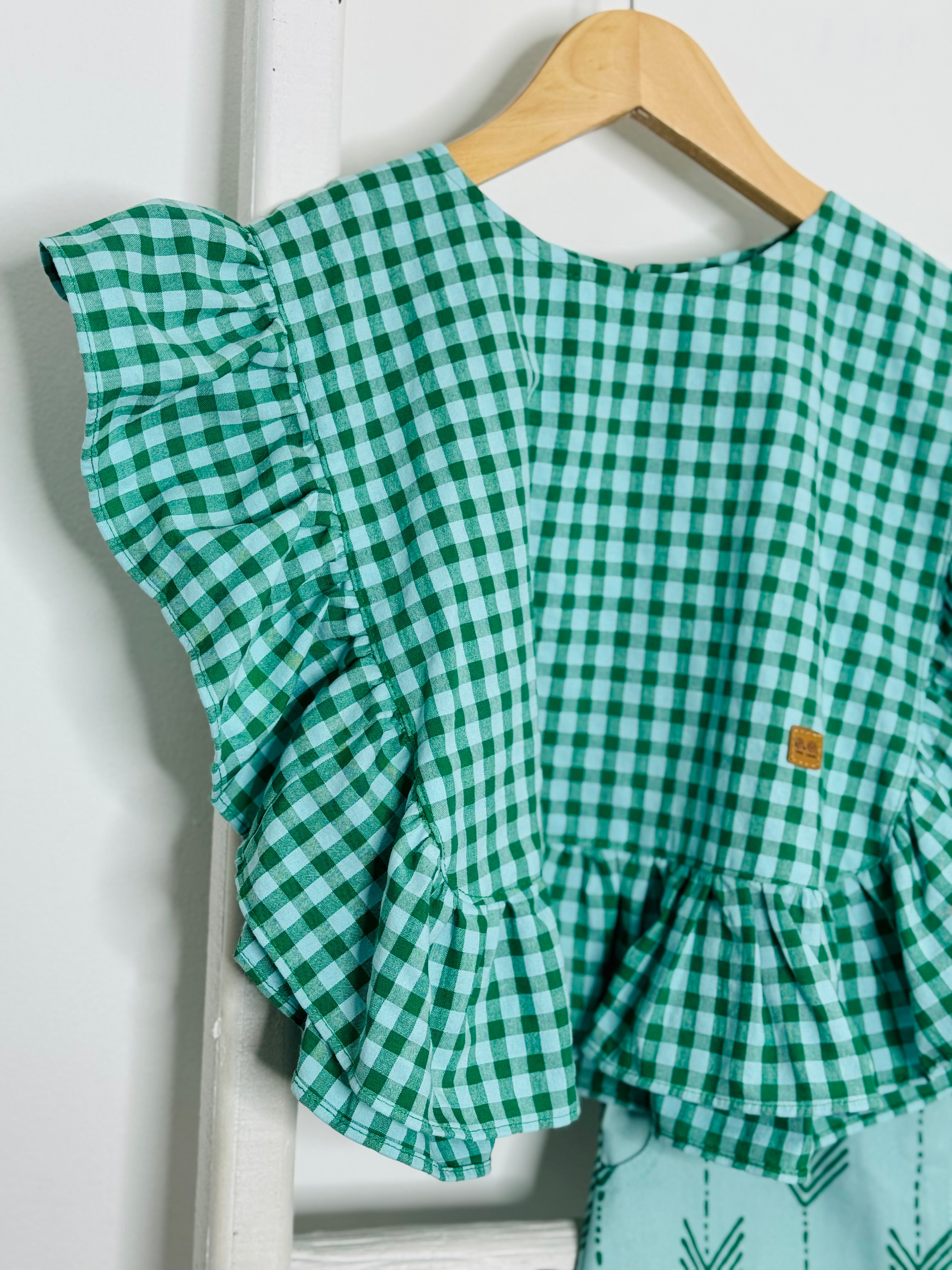 Green Vichy & Arrow Skort Set