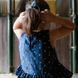 Navy Sequin Velvet Top & Skirt Set