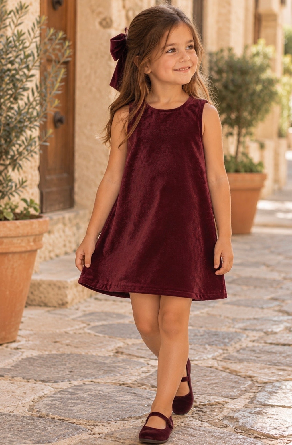 Burgundy Bow Crystal Dress