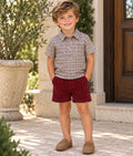 Burgundy Plaid Boy Set