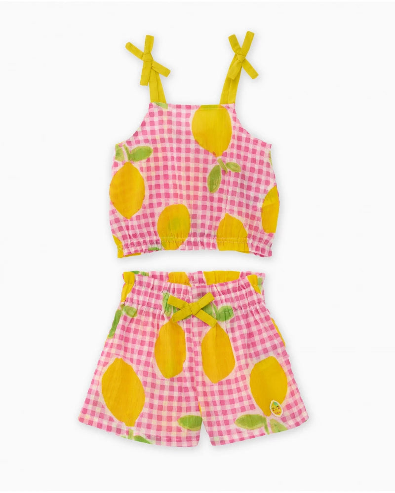Pink Gingham Lemon Short Set