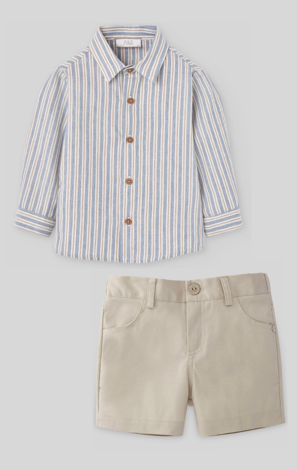 Blue & Beige Stripe Boy Set