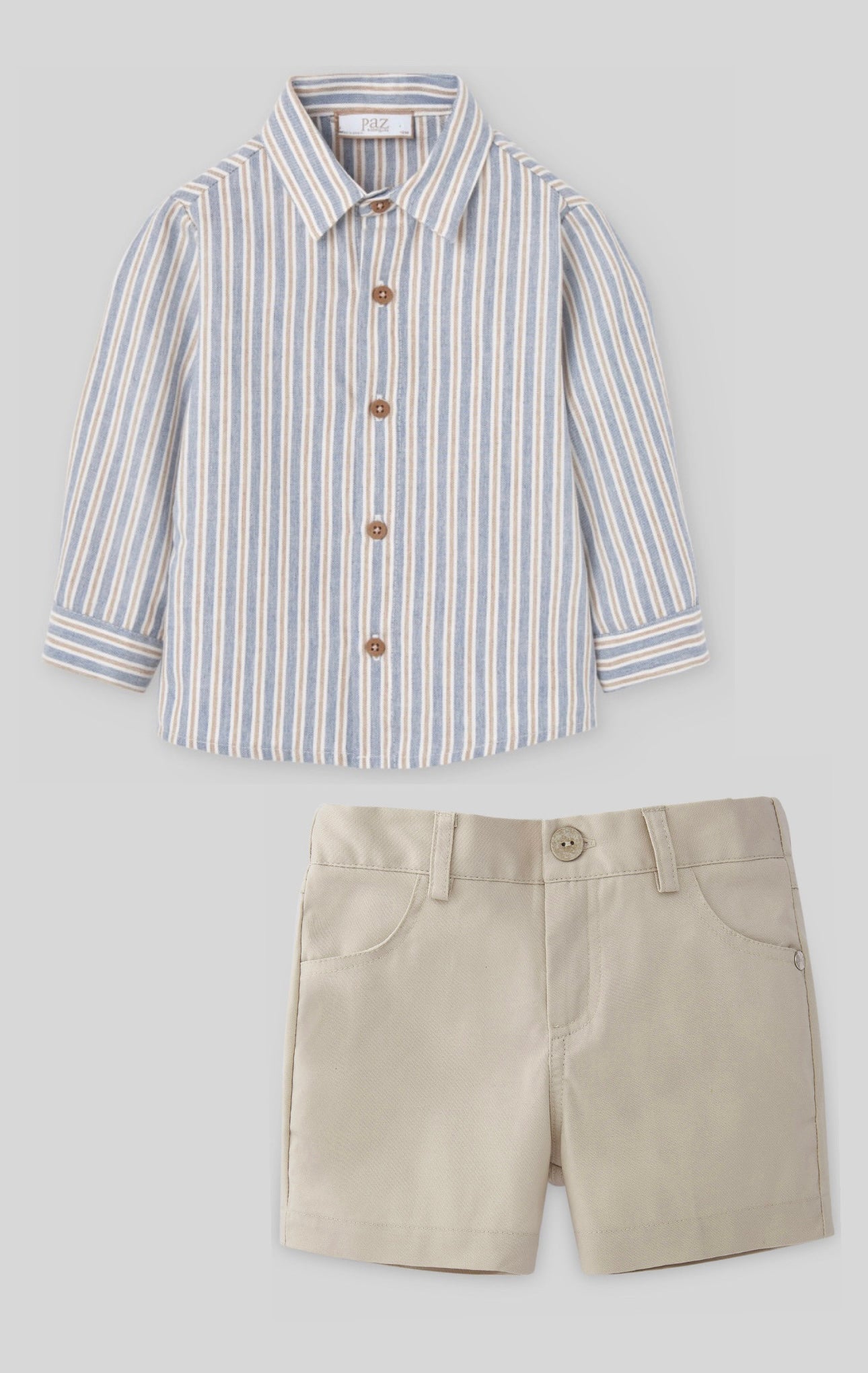 Blue & Beige Stripe Boy Set