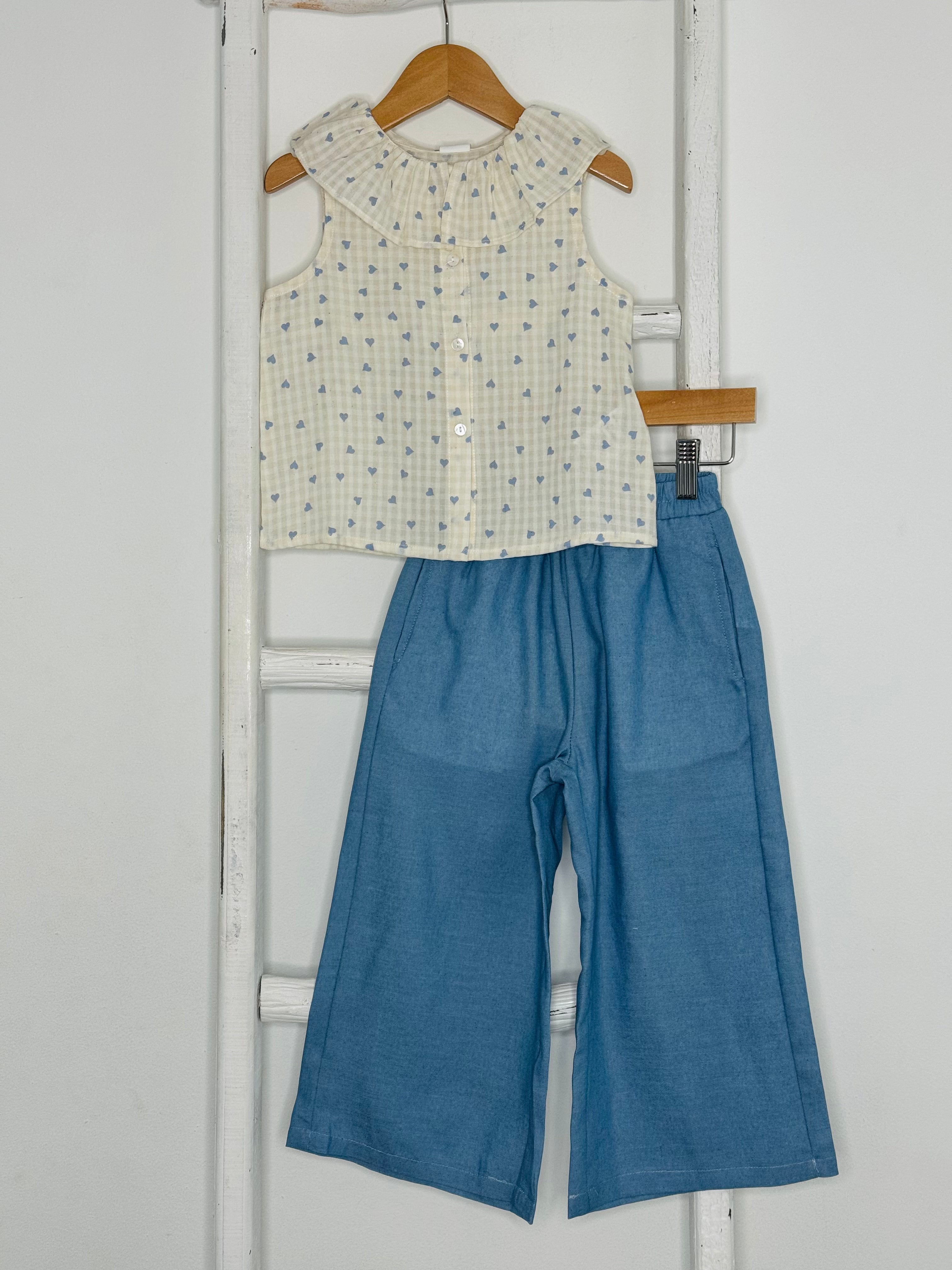 Heart Collar Pant Set
