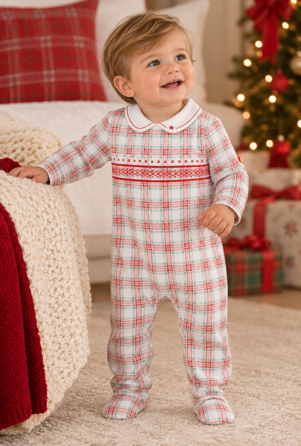 Christmas Charm Plaid Onesie