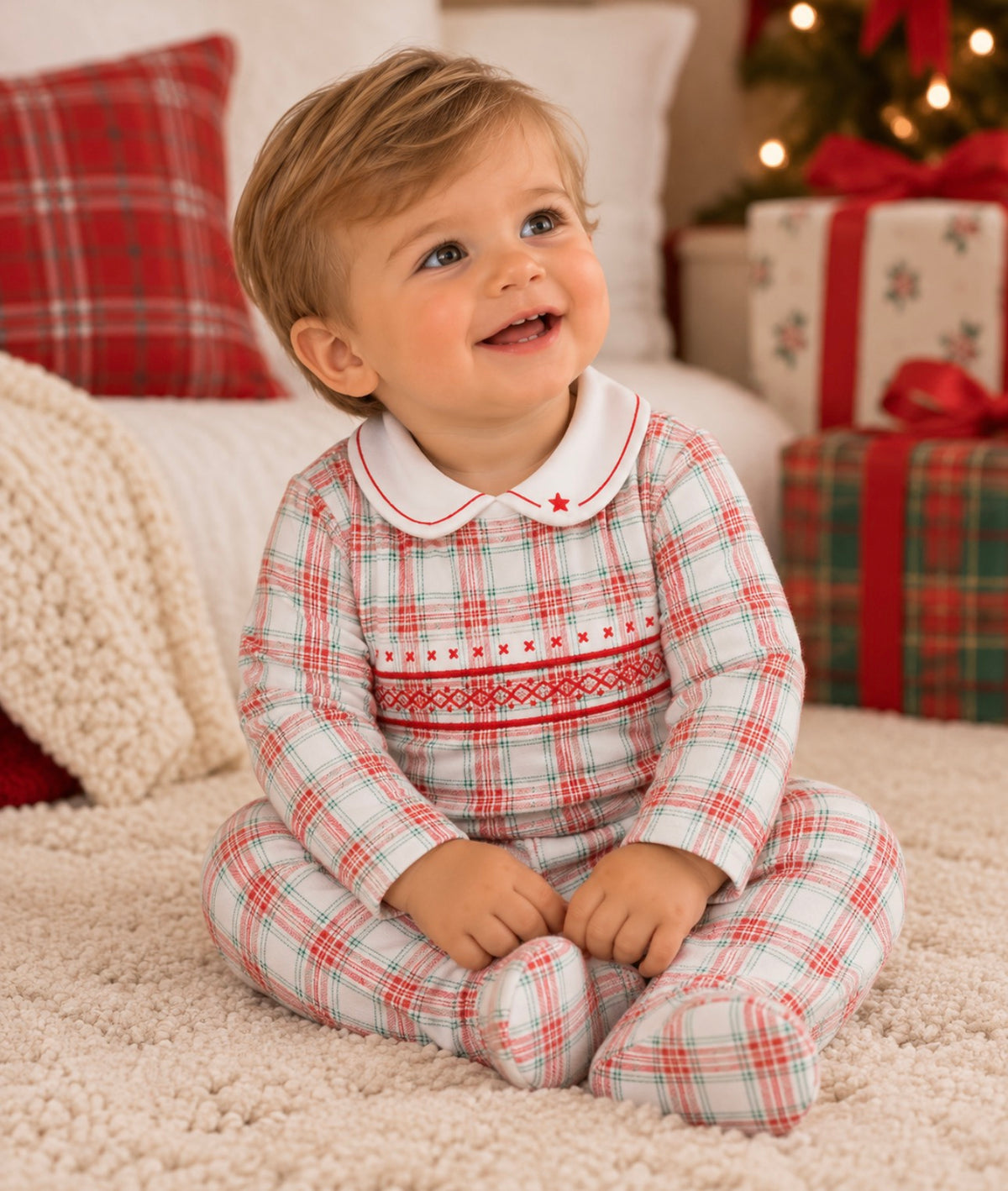 Christmas Charm Plaid Onesie